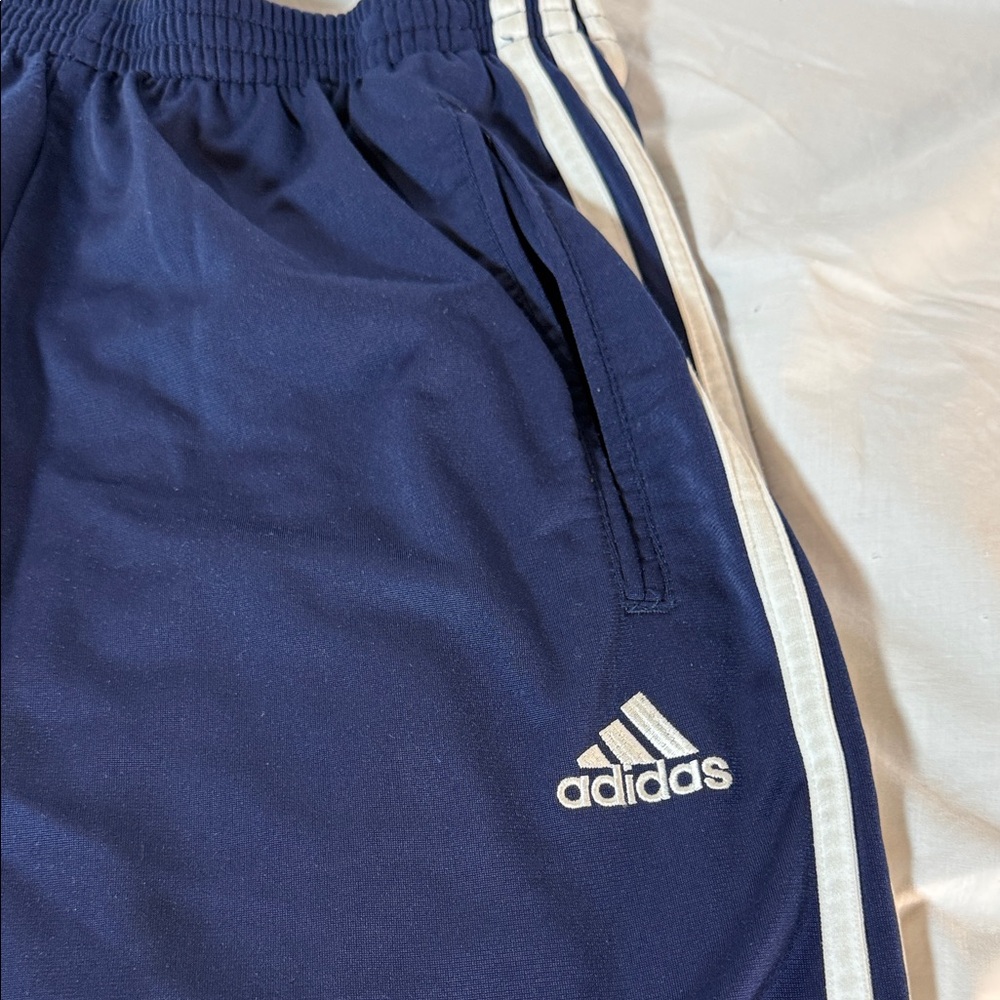 Vintage Adidas Mens Blue Joggers with White Stripes and Side Snaps - Picture 3 of 7